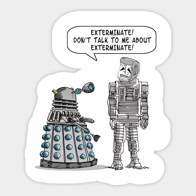 Dalek Adams Mashup (Boxbot Marvin) Sticker by tone